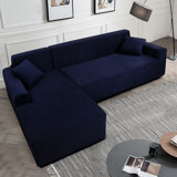 Thick Velvet L-Shaped Sofa Cover - Sectional Sofa Cover With 2 Throw Pillow Covers