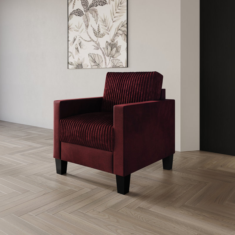 Fauteuil en velours 31,72 po Shadybrook, Velours rouge