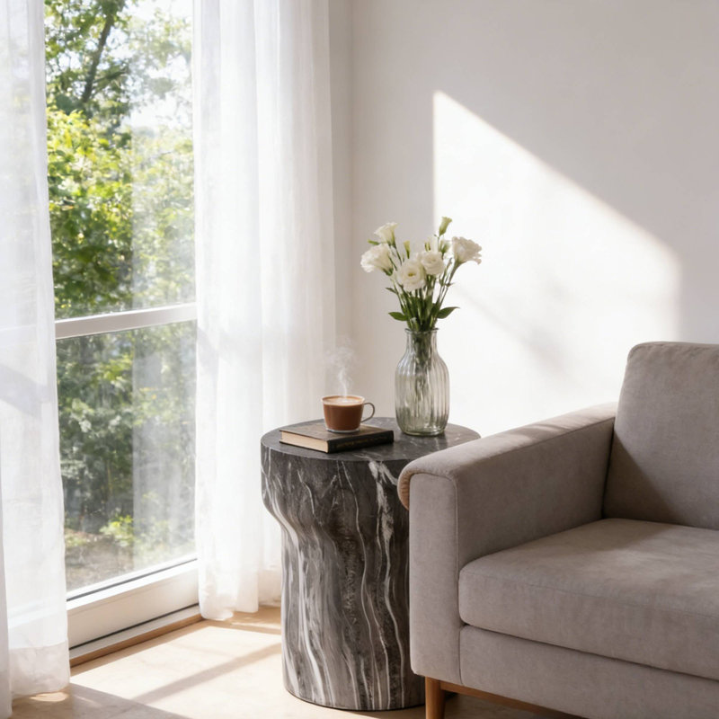 Petites tables d'appoint rondes modernes parfaites pour la détente à l'extérieur et l'utilisation quotidienne à l'intérieur