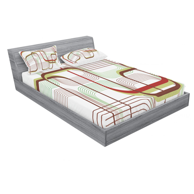 Microfiber Abstract Sheet Set, Queen Sheet Set with Fitted Sheet