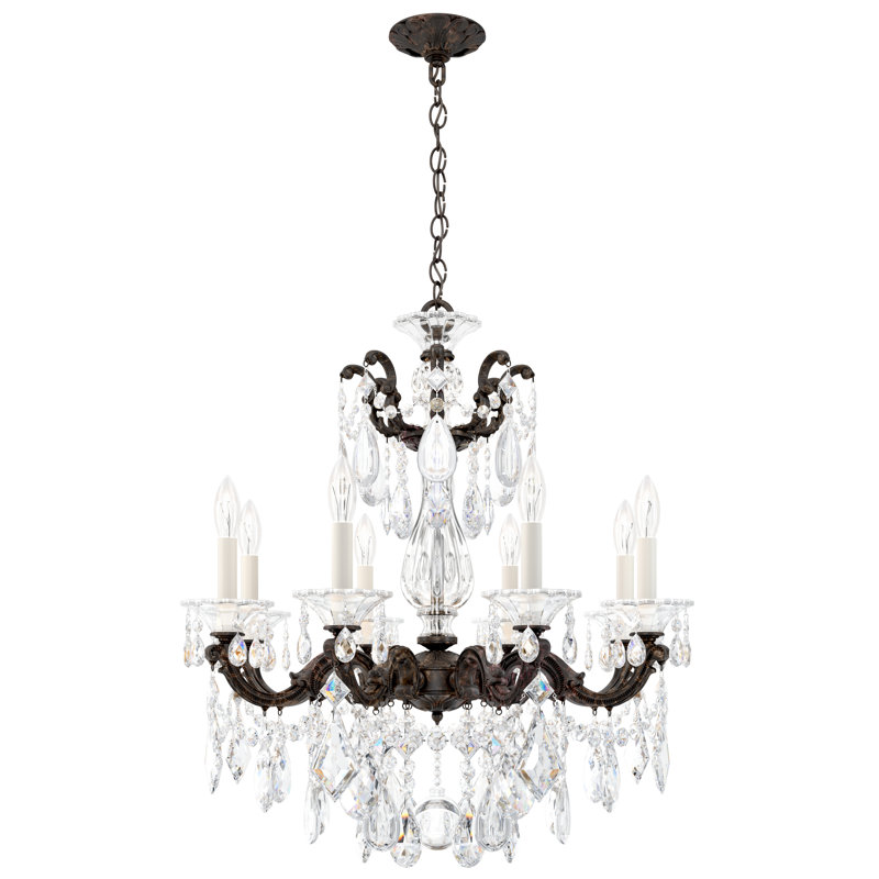 La Scala 8 - Light Glass Chandelier, Etruscan Gold, Handcut Clear