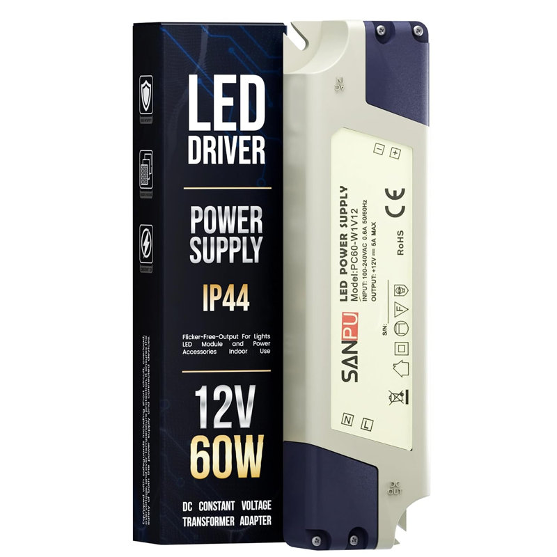 Constant Voltage LED Driver Transformer, 240V AC to 12V DC Power Supply Adapter for LED Strip Lights and Low Voltage Applications