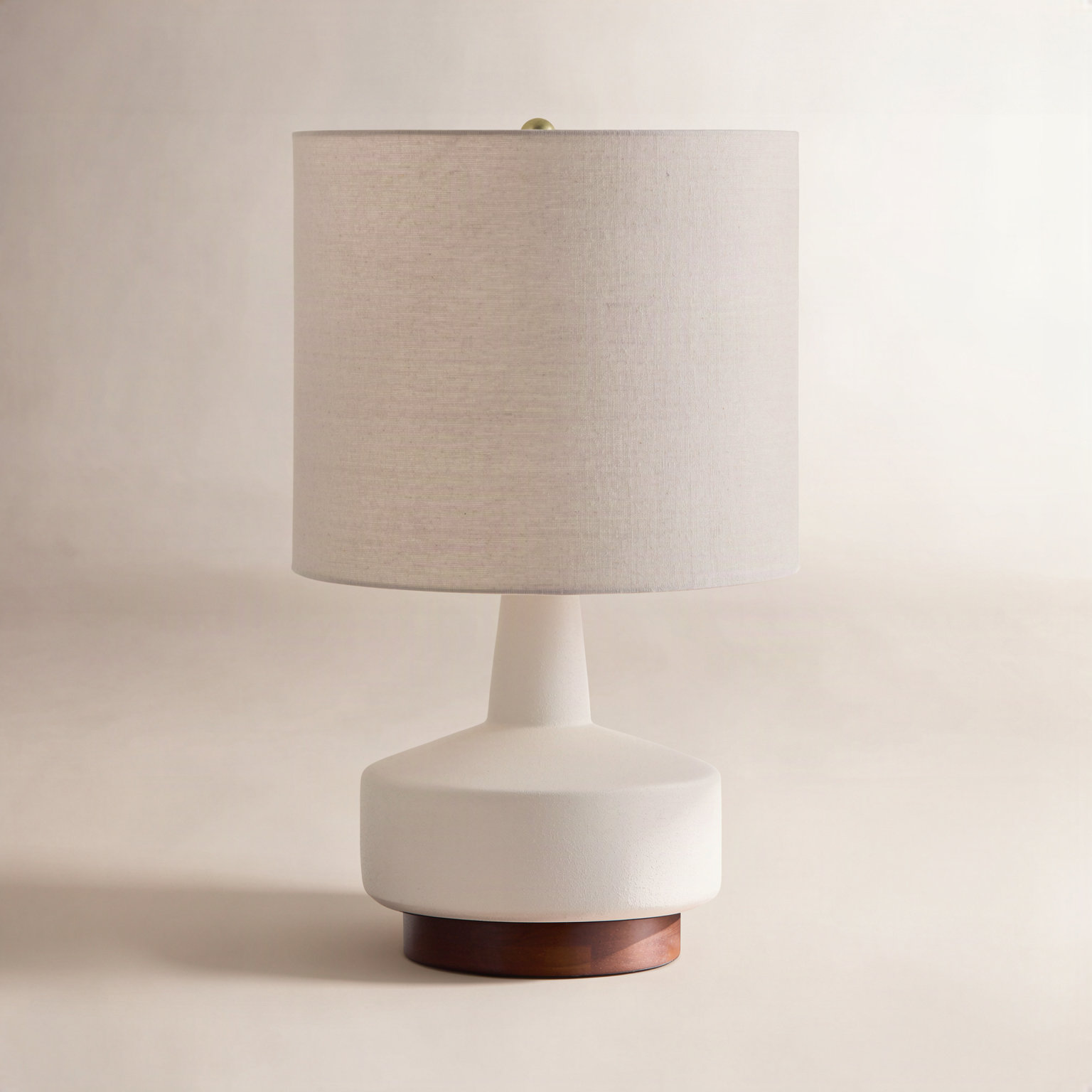 Ceramic Table Lamp, Beige, White