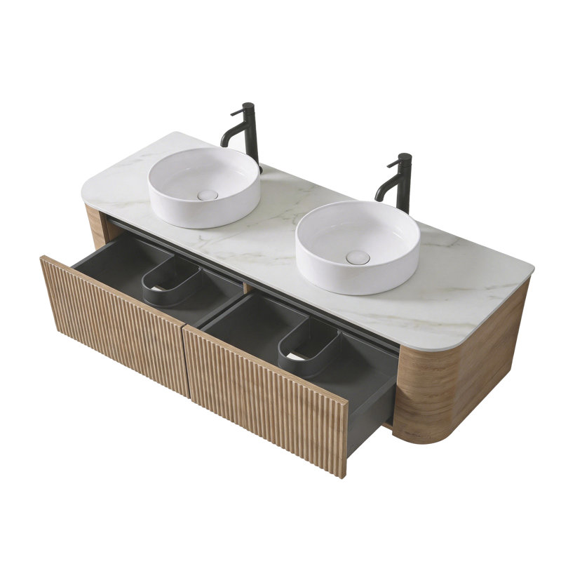 Comptoir de salle de bain mural en bois 72 po E1 72 po, Oak, 72''