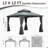 12'X12' Hardtop Gazebo Canopy,Outdoor Aluminum Gazebo With Galvanized Steel Double Roof,Permanent Gazebos With Drainage System,Curtain And Netting Included,Grey