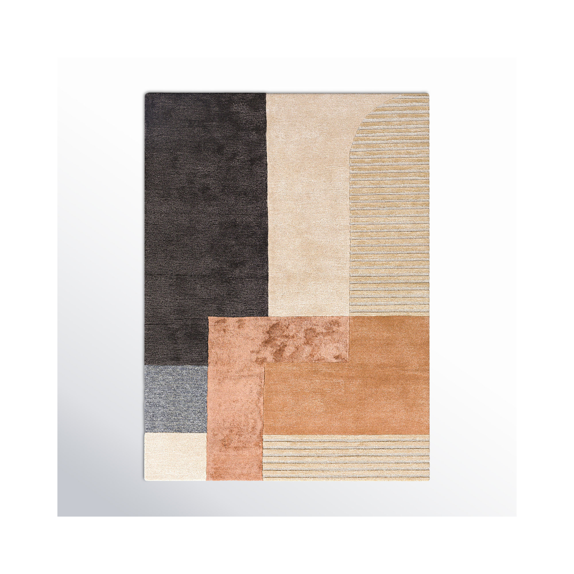 Mora Hand Tufted Beige/Rose/Charcoal Rug, Rectangle 8' x 10'