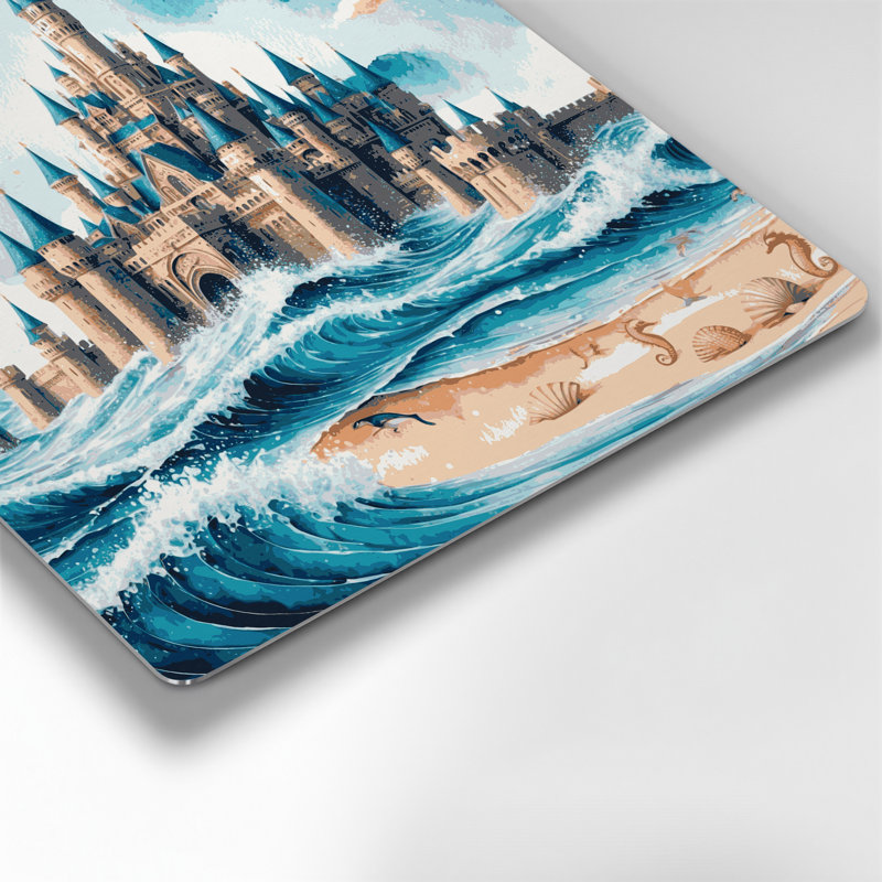 Art mural blanc en métal Coastal Sandcastle, H 8 po x l 8 po
