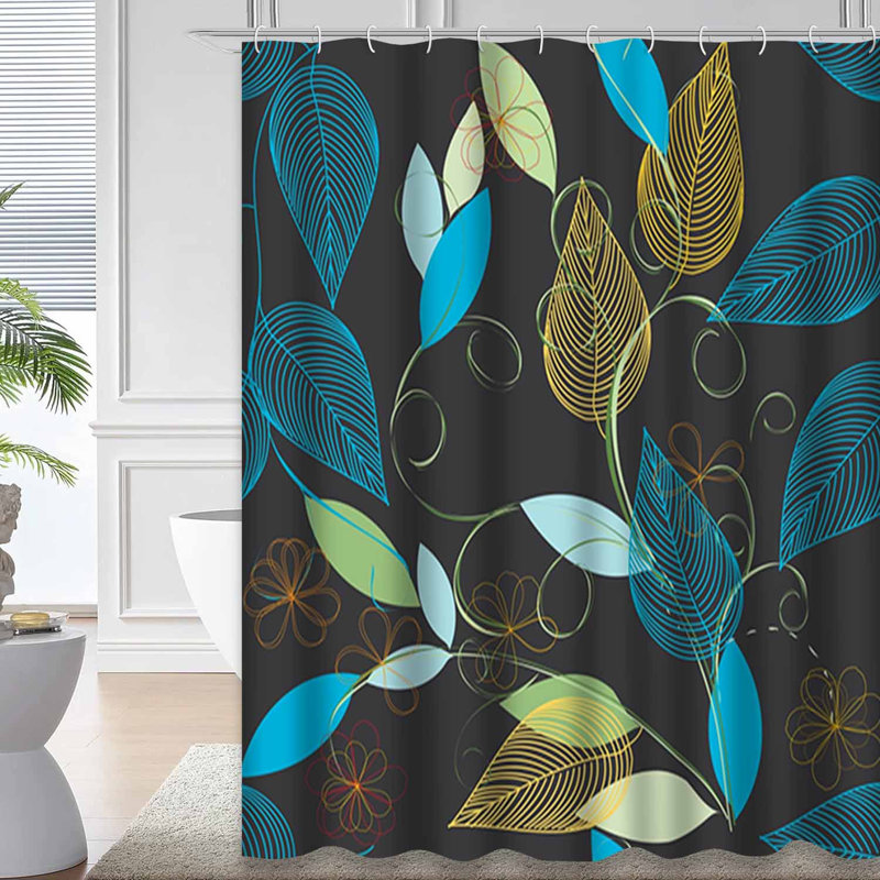 Rideau de douche à motif abstrait en tissu sans couture avec 12 crochets, L 72 po x l 78 po