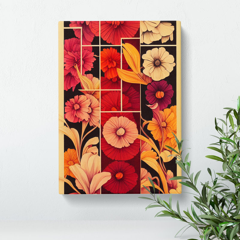 Retro Flowers No.5 - Wrapped Canvas, 50cm H x 35cm W x 3cm D