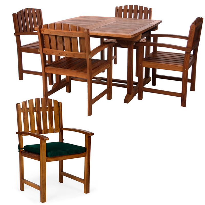 Ensemble de chaises de salle à manger à rallonge papillon 5 pièces Pasha Evans, Vert