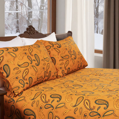Blue Nile Mills Paisley 100% Cotton Flannel Deep Pocket Sheet Set