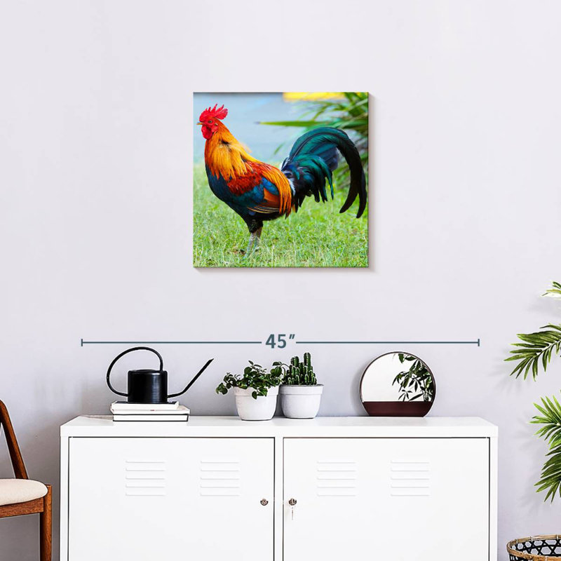 Crowle Rooster On Grass, 20" H x 20" W