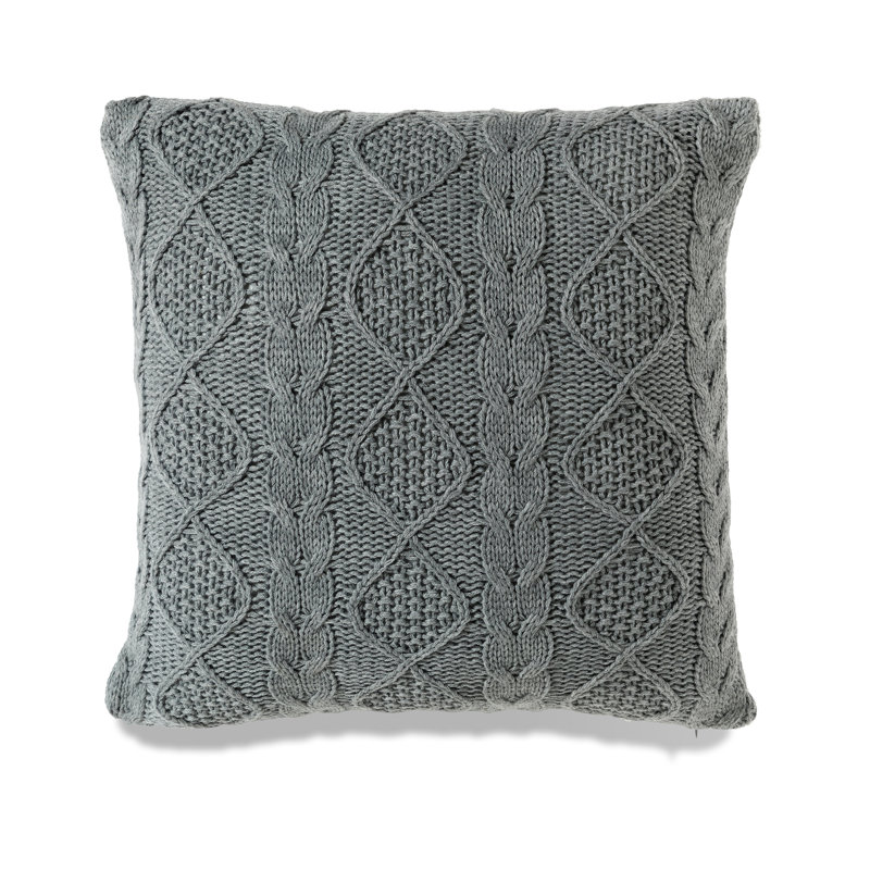 Housse de coussin et insert Banff, H 18 po x l 18 po x P 3 po, Gris chiné pâle, Pas de bourre