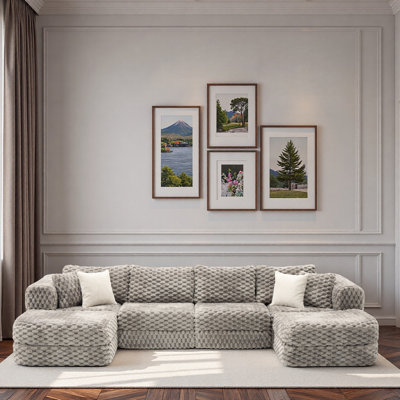 Modular Sectional Sofa With Two Movable Ottomans