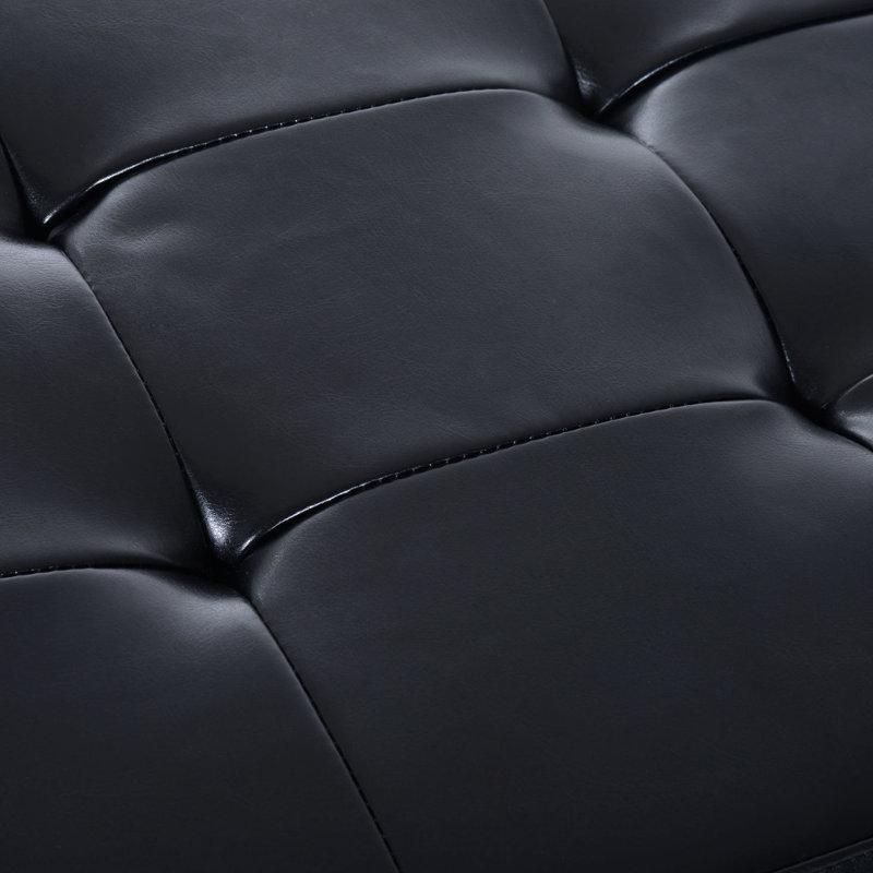 Banc de rangement noir en similicuir avec range-chaussures, 44 po - Option de capacité moderne