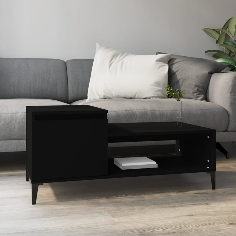 Four Leg Coffee Table with Storage, Black