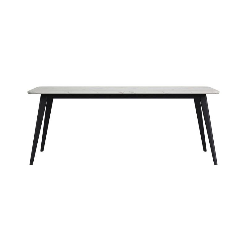 Table de salle à manger Santoyo avec plateau en faux marbre blanc noir