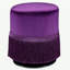 Repose-pieds rond aubergine mauve avec frange
