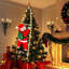 Père Noël à DEL sur échelle-711628536-721506797