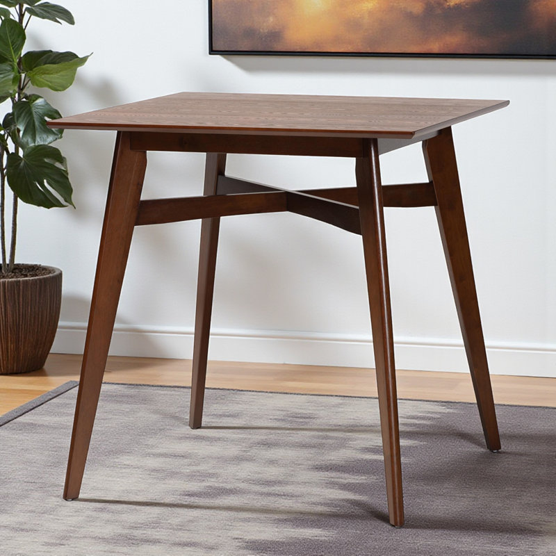 Milo Mid-Century Modern Counter Height Pub Table in Brown Finish, 36.23'' H X 35.83'' W X 35.26'' D, Brown