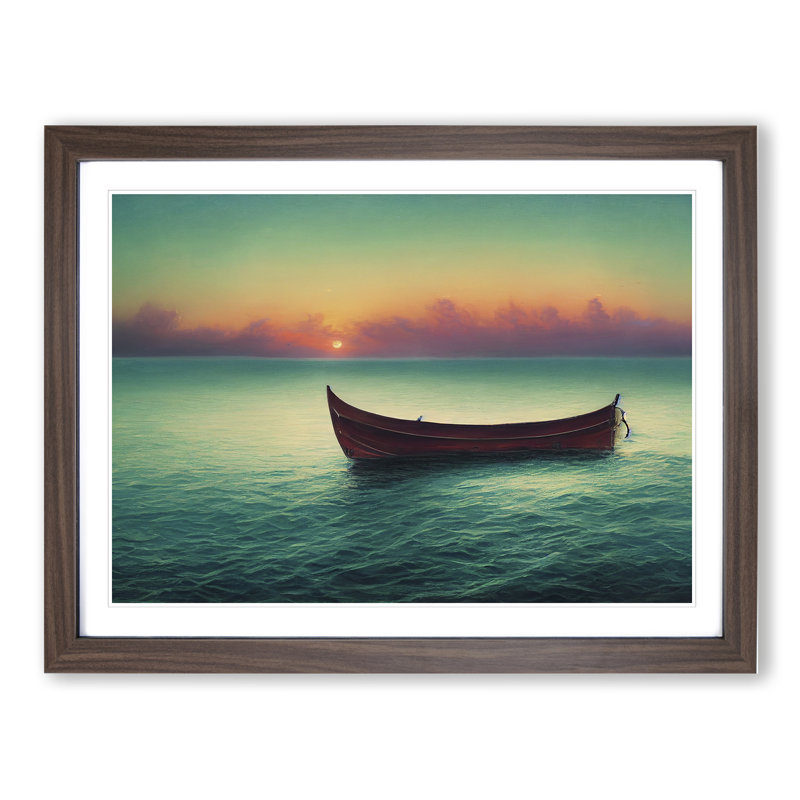 Mesmerising Boat - Single Picture Frame Painting, 25cm H x 34cm W x 2cm D, Walnut