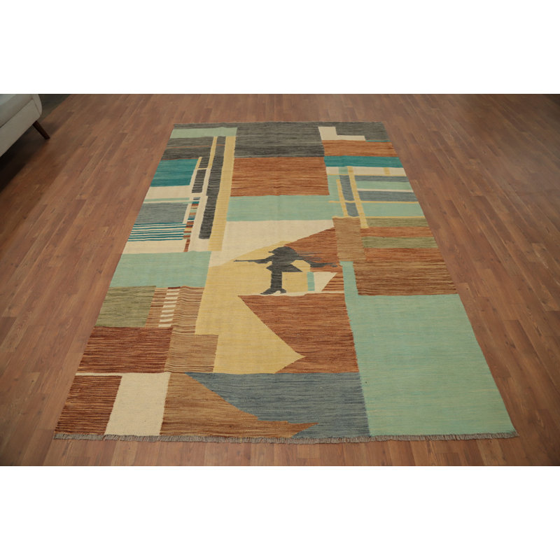 Tapis tissé à plat kilim Végétal 6 x 9