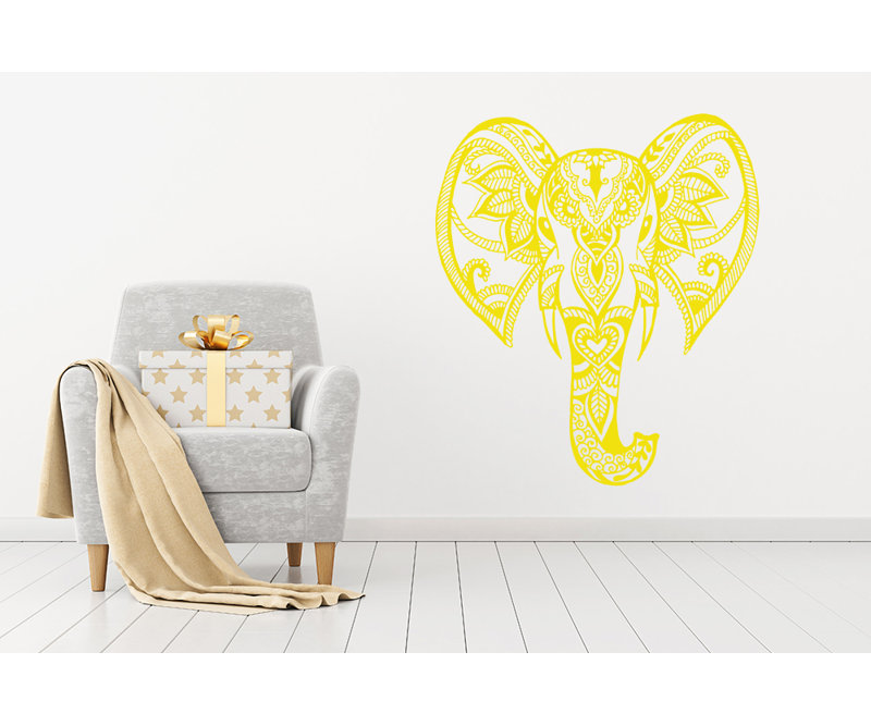 Décalcomanie murale éléphant mehndi Yatton, Jaune