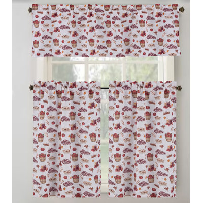 Igino Harvest Apple Textured Kitchen Curtain Set