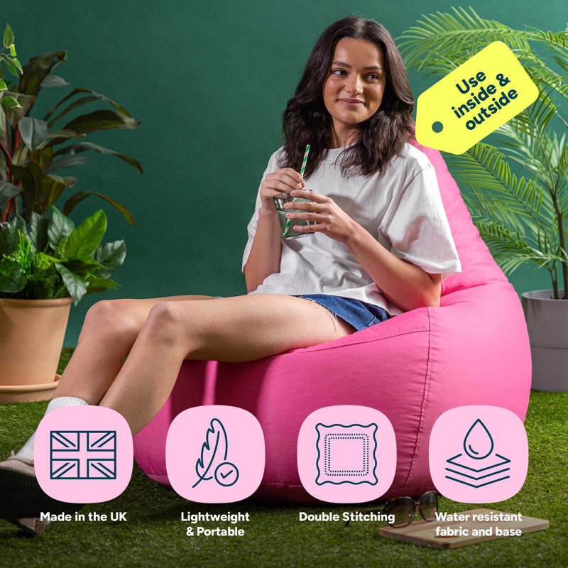 Kids Highback, Gamer Indoor-Outdoor Bean Bag, Pink