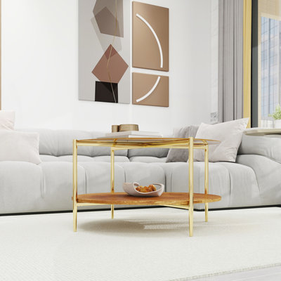 Table basse moderne + verre trempé + rangement et décoration
