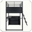 Lit mezzanine en métal avec tablettes de rangement à DEL pour bureau pratique et peu encombrant, simple-423903039