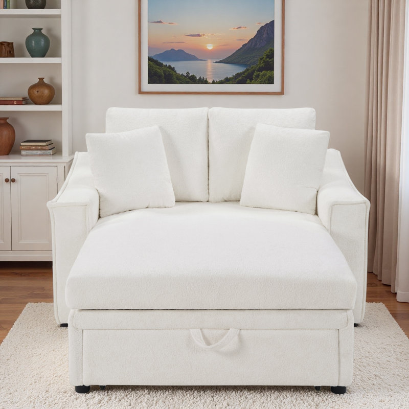 Canapé moderne avec coussins et espace de rangement caché, Beige