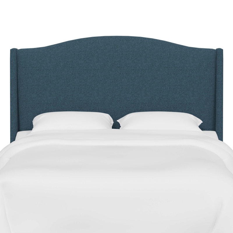 Byrd Upholstered Wingback Headboard, Zuma Navy Textured Linen, California King