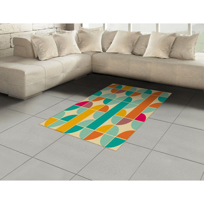Pop Art Retro High Density Long Fiber Poly Threads Decorative Area Rug Carpet, Rectangle 4' x 5'8"
