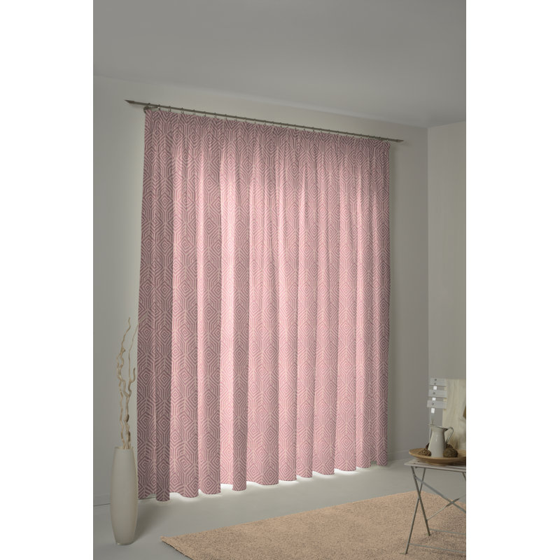 Caleigh Easy Diamond Slot Top Opaque Curtain, Rosy Brown/Misty Rose, 145 W x 225 D cm