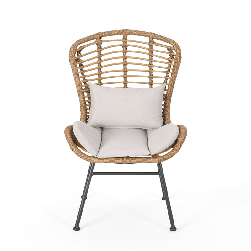 Chaise contemporaine à structure en fer avec coussins anti-éclaboussures, beige et brun - doublures à gratter