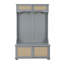 Banc de vestibule pour hall d'entrée de style décontracté avec tablettes en porte en rotin et armoires à chaussures, pieds en bois, gris-2030611969