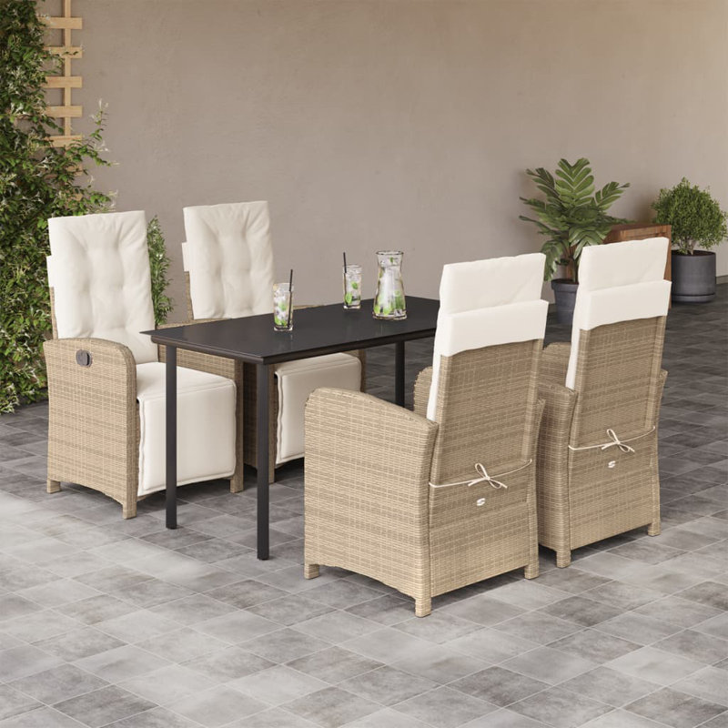 Table rectangulaire 5 pièces Vidaxl, H 29,1 po x l 55,1 po x P 27,6 po, Blanc, Beige