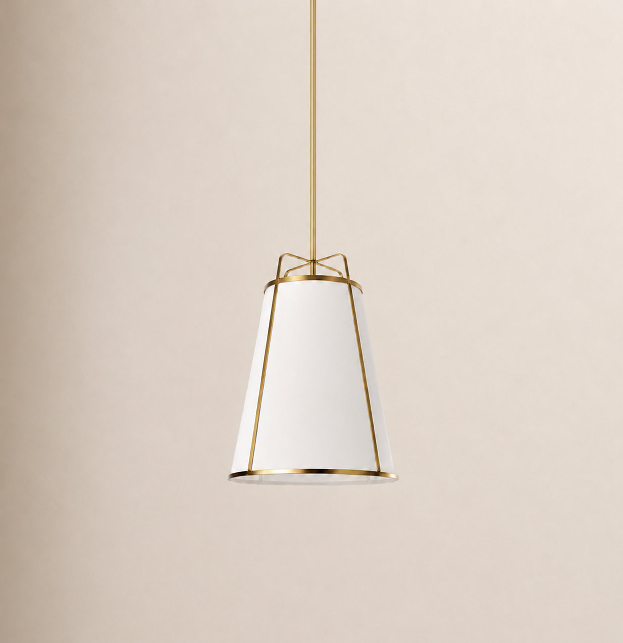 Dimmable Linen 3-Light Pendant, Gold, White