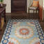 Tapis bleu / vert en laine touffeté à la main Jahiem-983343626