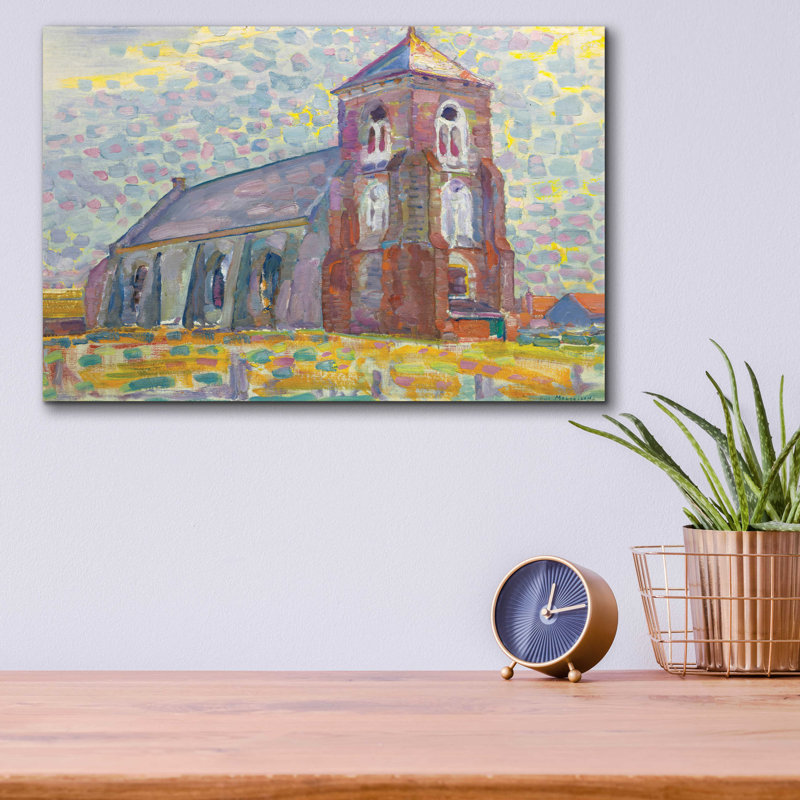 «Church In Zoutelande-1909» par Piet Mondrian, H 12 po x l 16 po x P 0,13 po
