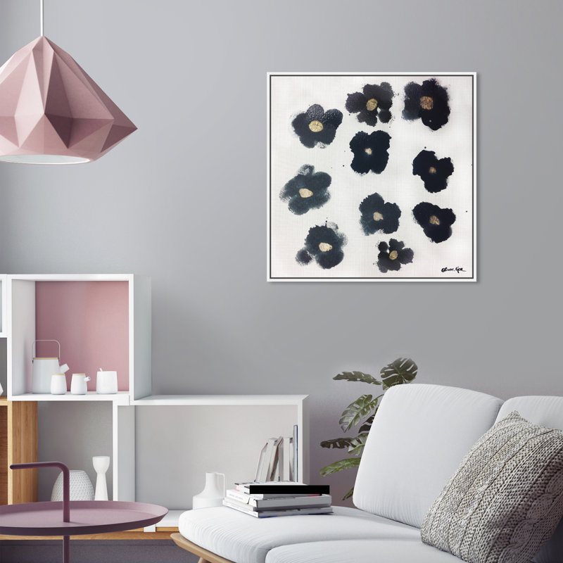 Coco's Gold Camellias - Graphic Art, 24" H x 24" W, White Framed, No Mat