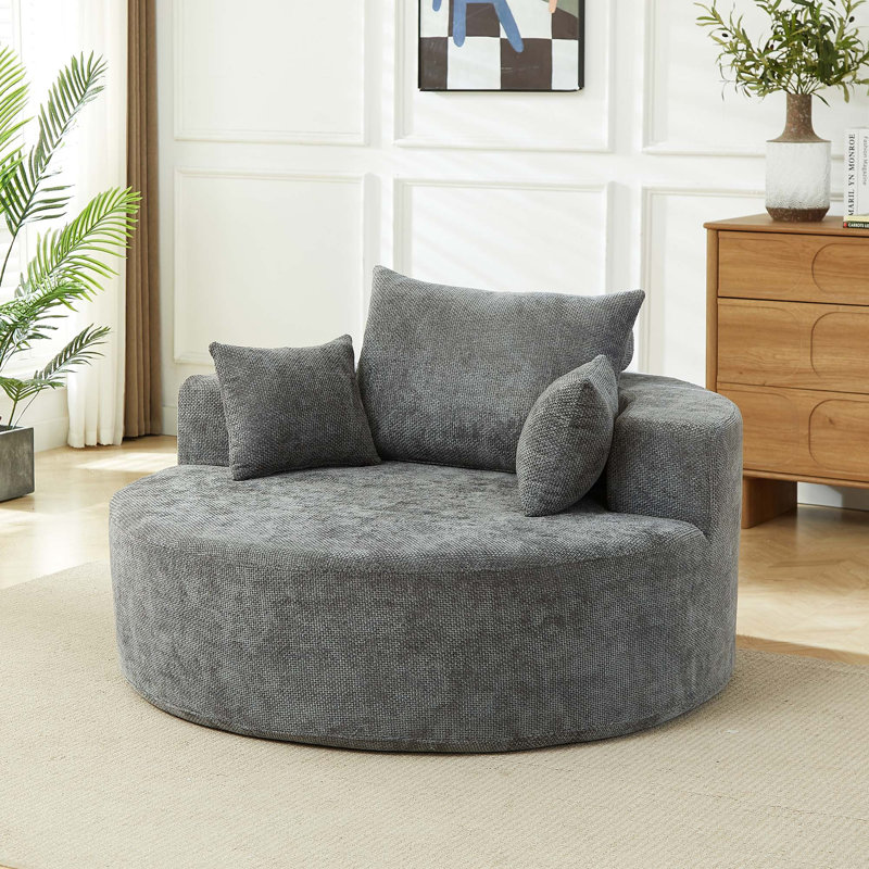 Canapé simple en chenille éponge sans assemblage requis, Gris
