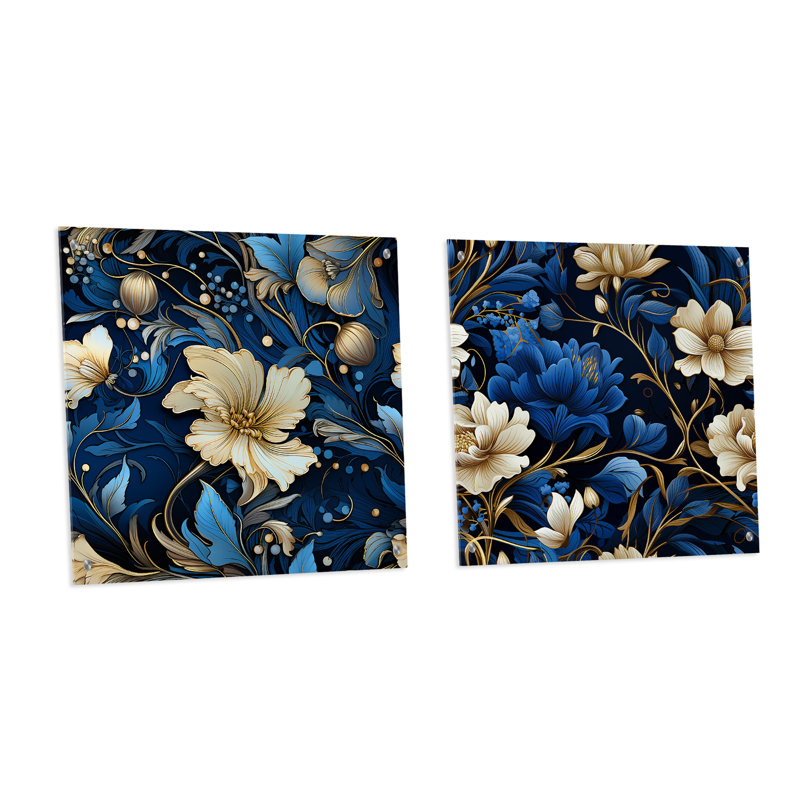 Motif victorien cobalt bleu nouveau vignes, H 16 po x l 33 po