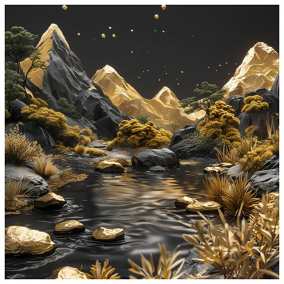 Golden Mountains Landscape Quilted Bedspread All Sizes