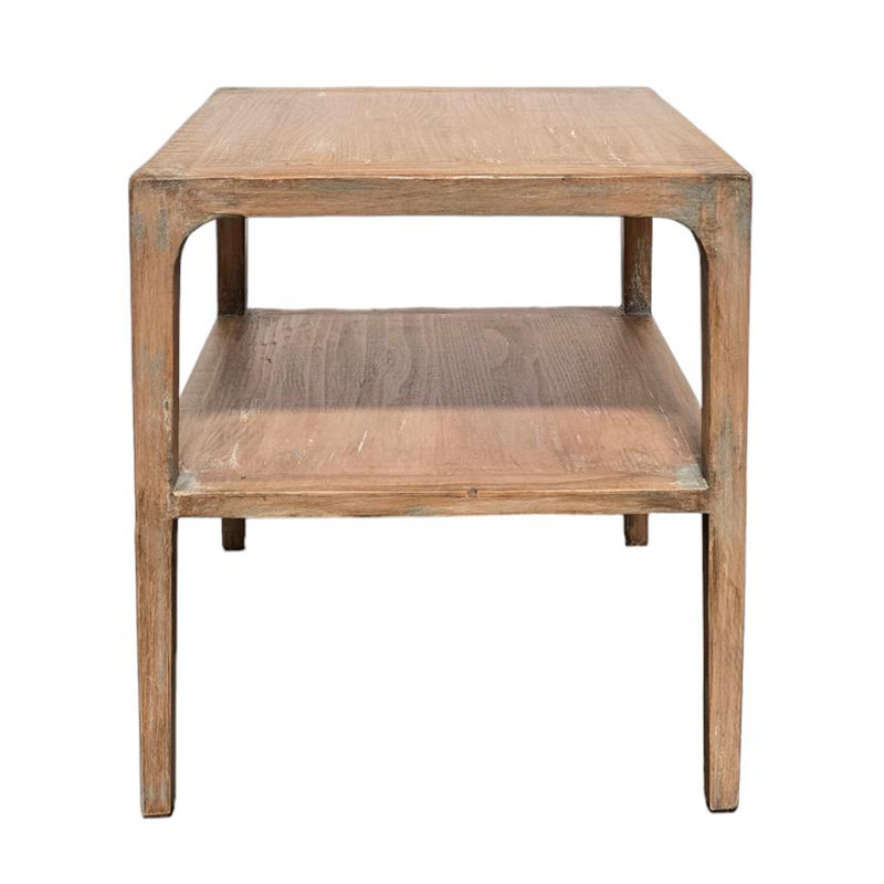 Table de bout d'angle Tuley, tablette de rangement, bois de pin gris, 22 po