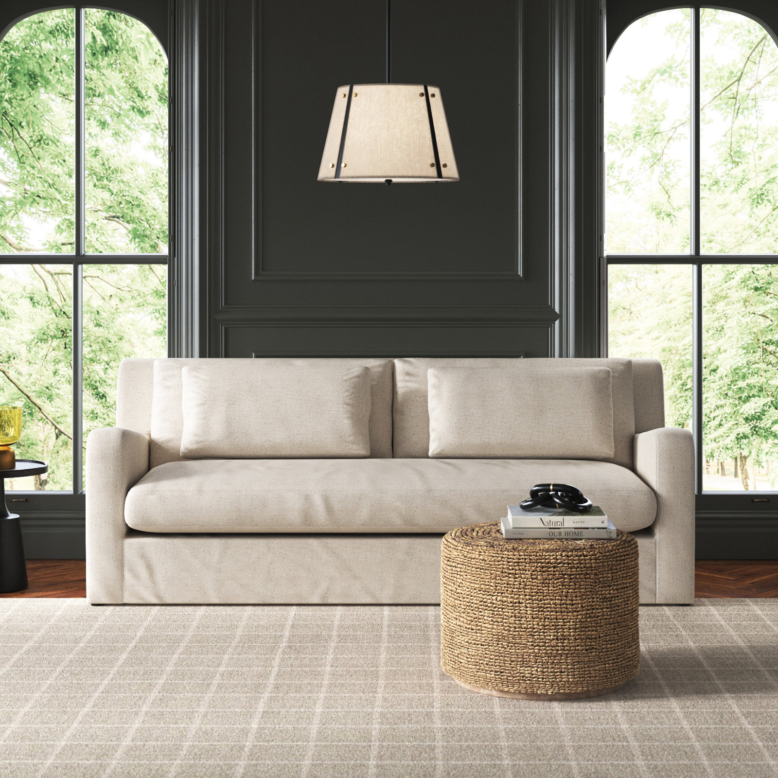 Nessa 93" Sofa, Cream Linen Blend