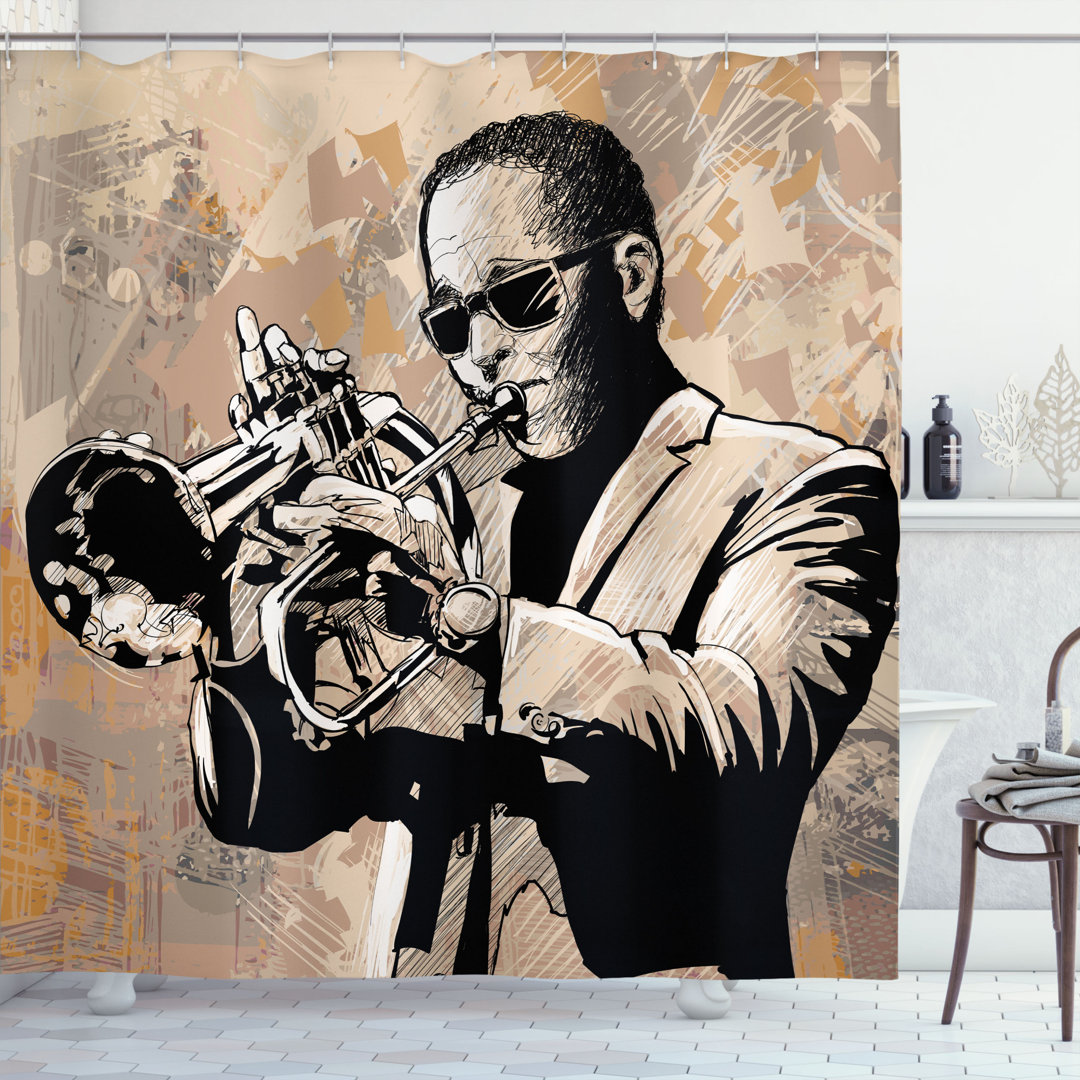 Music Shower Curtain with Hooks Included Ambesonne 