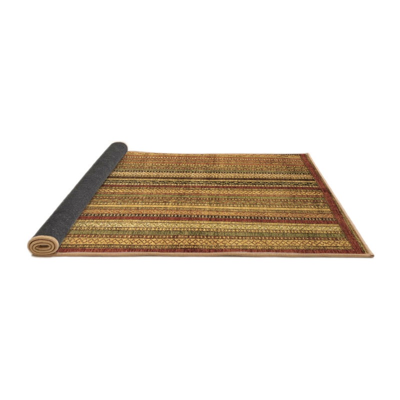 Tapis carré en laine / polyester tissé à la machine brun / jaune / vert 7 pi x 7 pi