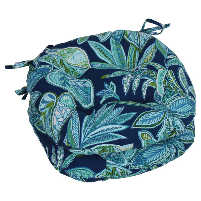 Coussins de chaise d'extérieur touffetés de 16 pouces (ensemble de 2), Bleu / floral marine Crestwood